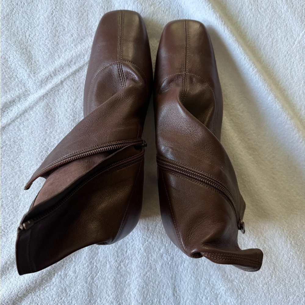 By Far Brown Leather Sock Boots Size 7/37 - Picture 3 of 5